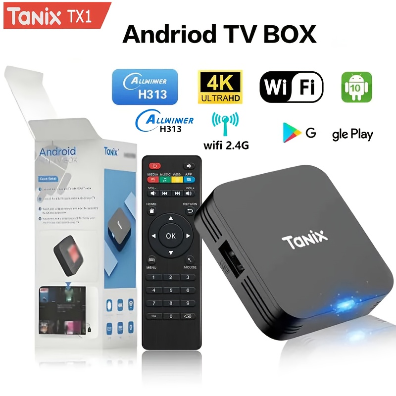 Ultra Mini Portable Tanix TX1 TV BOX Android 10 Lecteur Média Réseau Intelligent - Allwinner H313, WiFi 2, 4G Ulta HD 4K 1GB/2BG RAM 8GO 16Go Stockage Alimentation USB Delivery Stereo 1080P DDR3, Supporte HEVC MAIN 10 ️