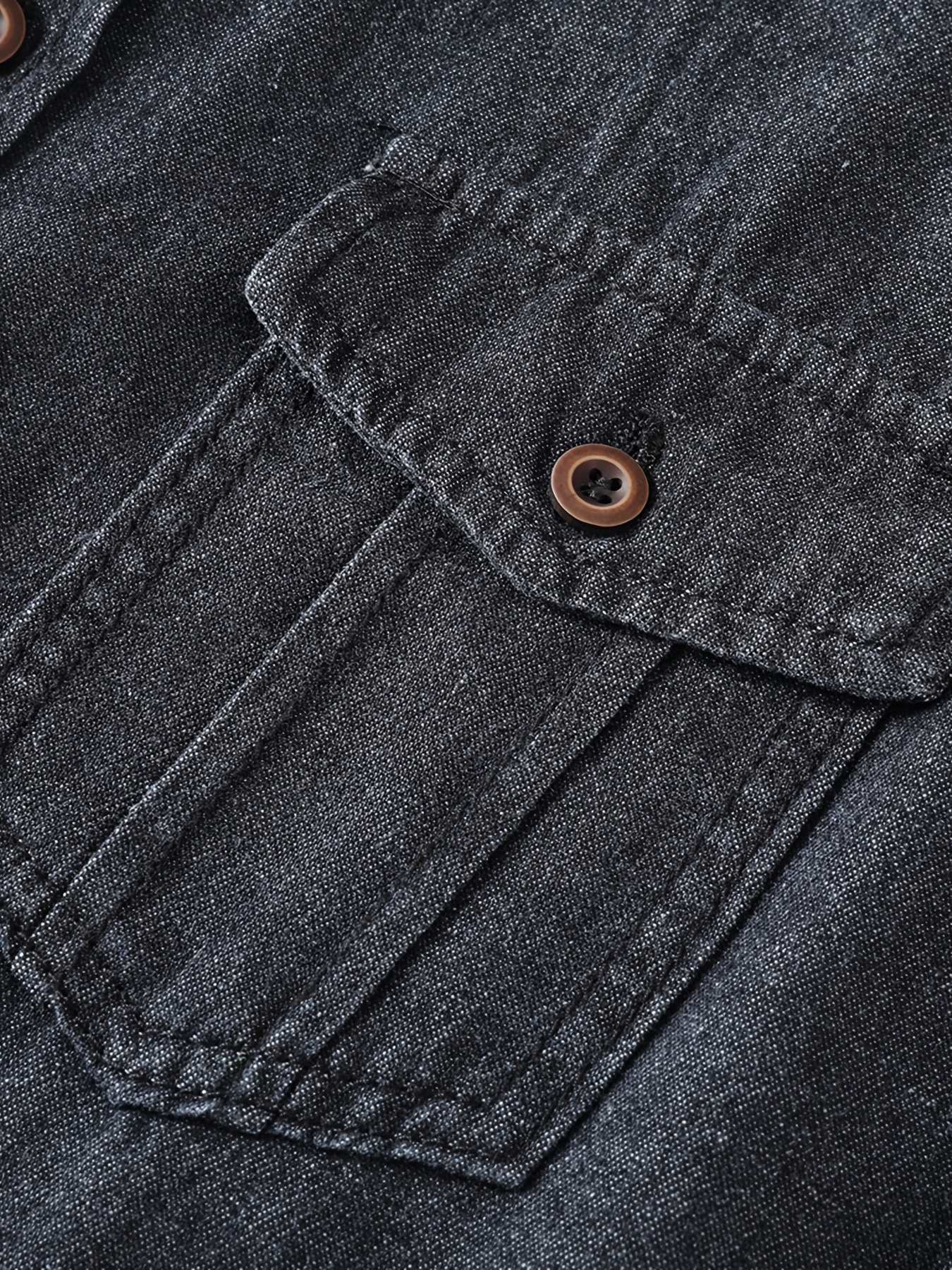 CS008 Men'S Slim Fit Turn- Collar Denim Shirt Classic Double Pocket Long Sleeve Top Business Casual Dark Wash Jacket Spring And Autumn Versatile Fashion Shirt Jacket
