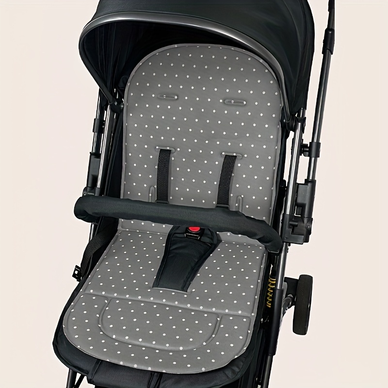 1pc Breathable Polyester Fiber Baby Stroller Cushion, Universal Fit for Most Infant Carriage Models, Comfortable Support for 0-3 Years Old Toddlers, Light Grey Polka Dot/Star Pattern