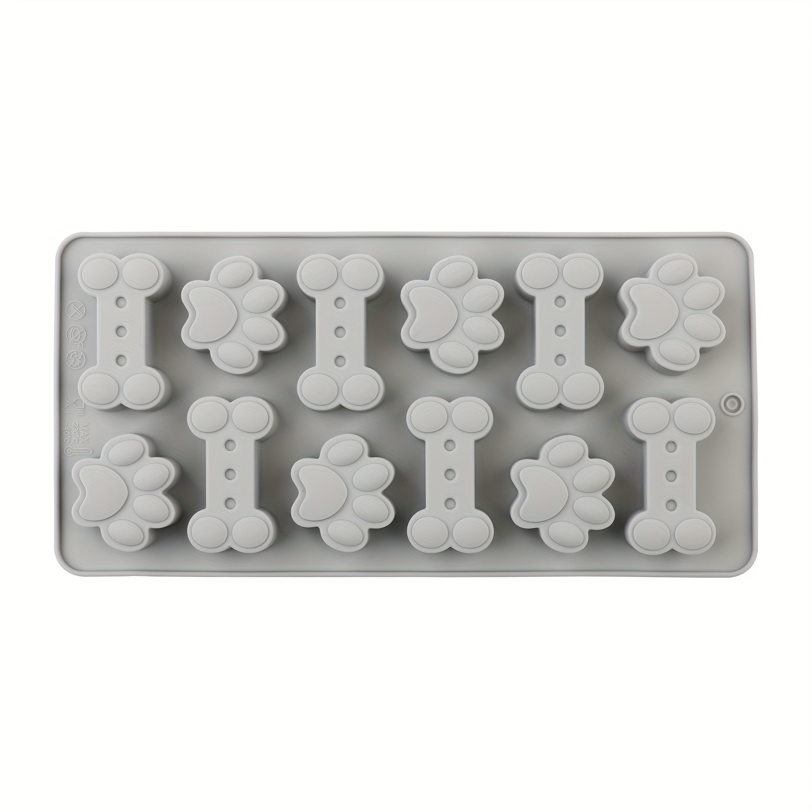 Image of 1pack Silicone Mold Dog Biscuits, Pink/blue/gray Dog Bone/paw Biscuit Mold, Easy To Release Non Stick Silicone Mold For Dog Biscuits, Ice Cubes, Chocolate, Resin, Cakes, Candy