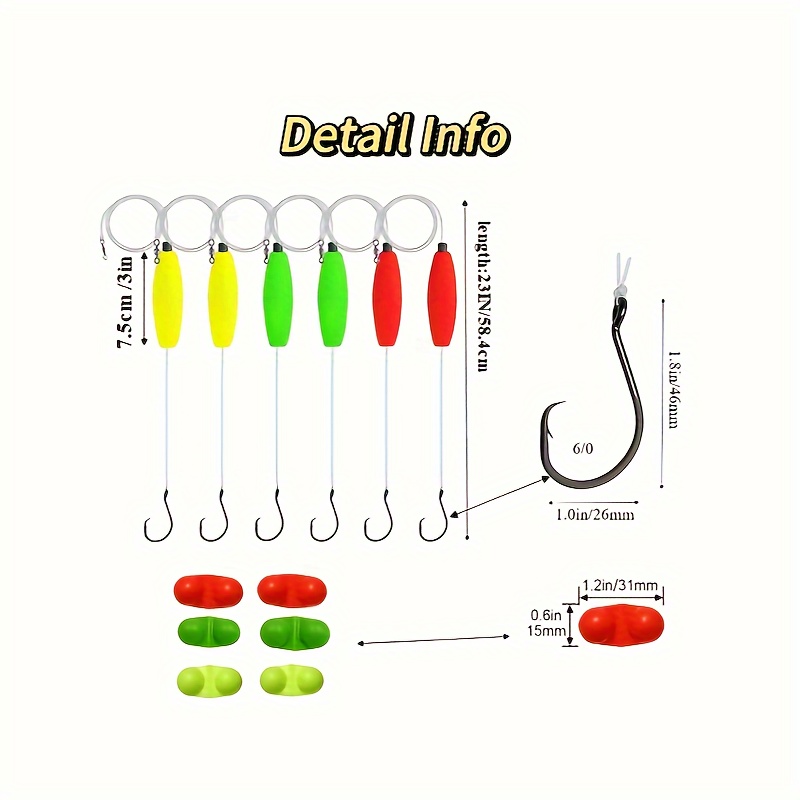 6pcs Catfish Rigs With 60/ Hook, Catfish Float Rigs With Double Rattle  Beads, Catfishing Tackle, Santee Rig