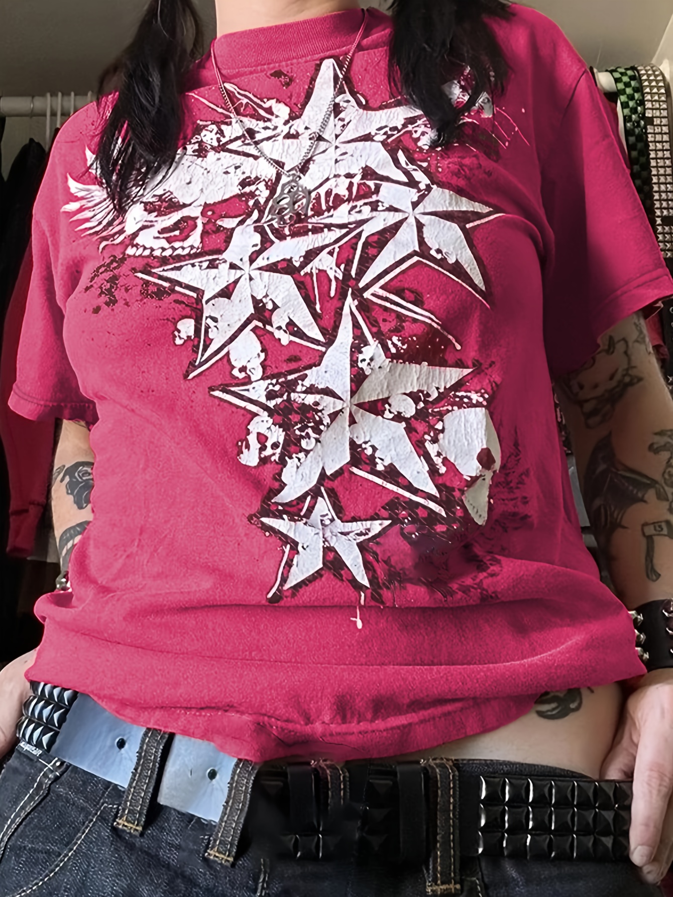 Y2k Cross Floral Print T shirt Crew Neck Long Sleeve T shirt - Temu