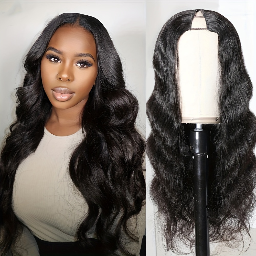 Image of 250% Density V Part Wigs Human Hair Body Wave Human Hair Wigs For Women Glueless Clip In Half Wig V Shape Wigs No Leave Out Lace Front Wigs