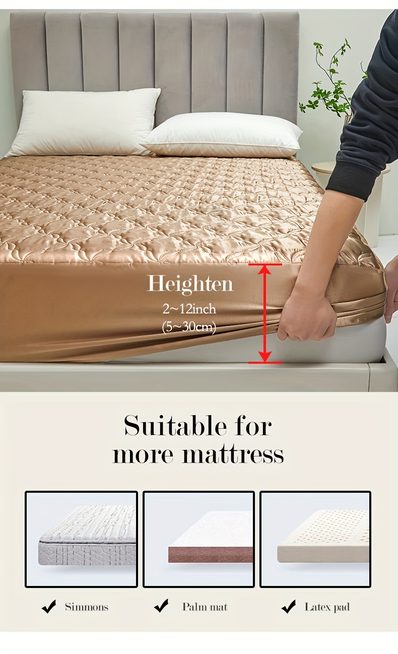 1pc   summer waterproof fitted sheet thickened tpu   comfortable machine washable   polyester   ultrasonic embossed 90g fabric weight suitable for bedroom   hotel mattress protector cover details 14