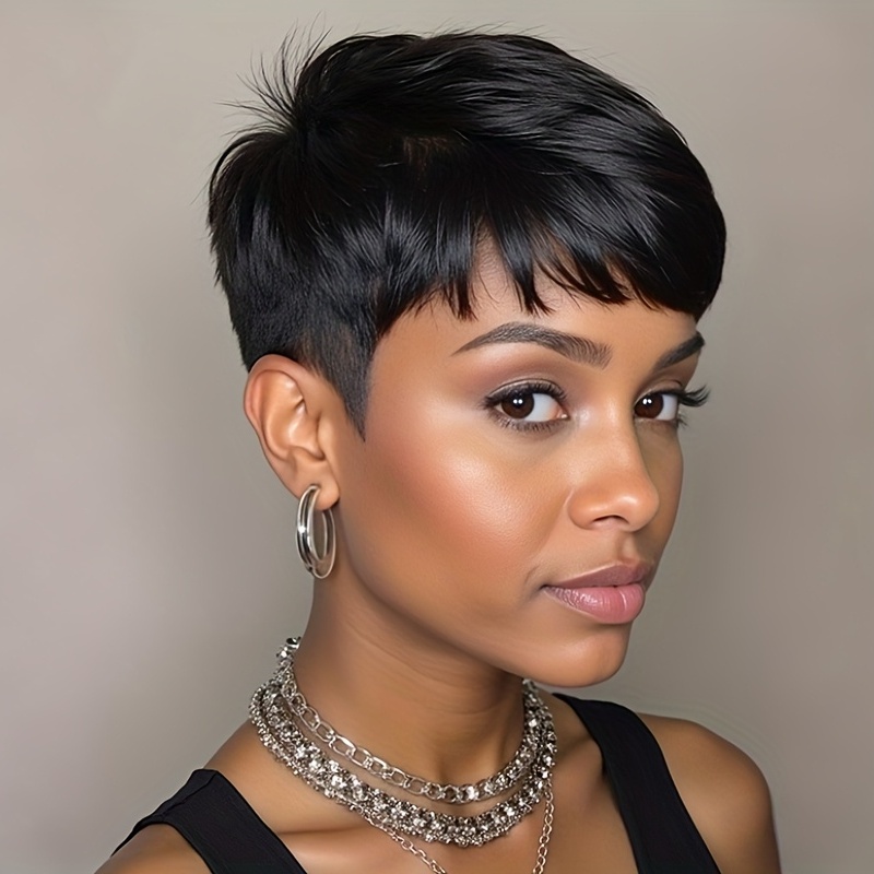 Naseilywig Short Cut Wig Featuring Bangs, Synthetic Cosplay Wigs For Women, Body Wavy Style, Short Black Wigs Ideal For Halloween, Christmas Celebrations, And Music Festivals, From Local For Women