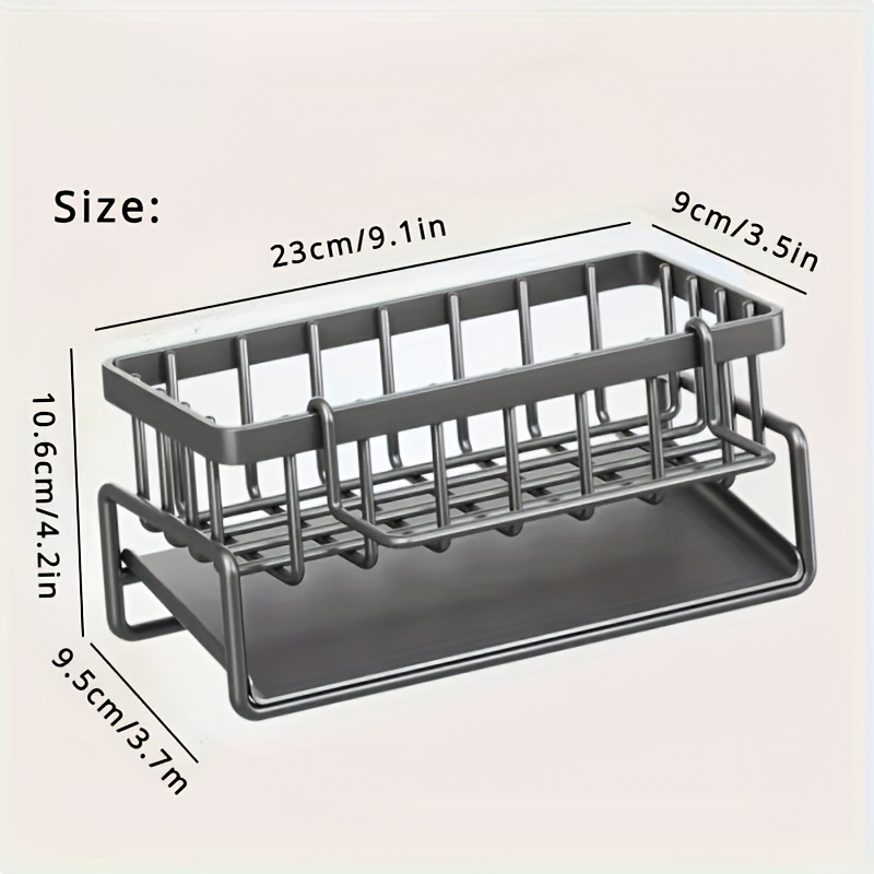 1pc metal and plastic sink caddy organizer bathroom and kitchen drain storage rack sponge and cloth holder cutting angle leak proof design hot   details 4