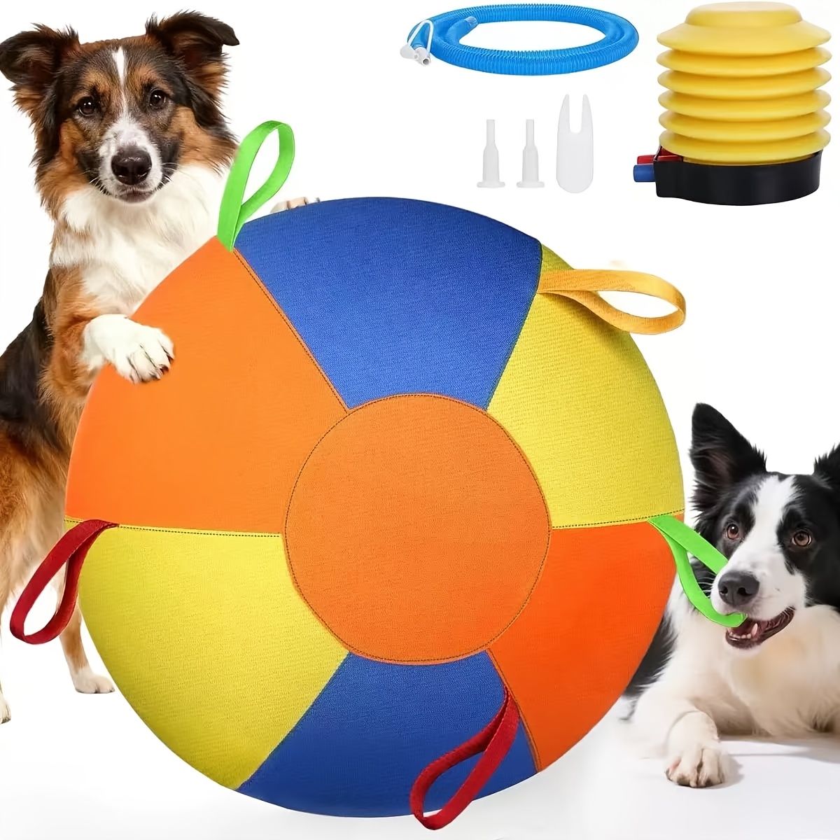 TEMU 45cm/18inch Inflatable Large Ball For Pet Dogs, Complete Set Of Golden-haired Bear Balls Designed To Prevent Boredom, Including Training Balls