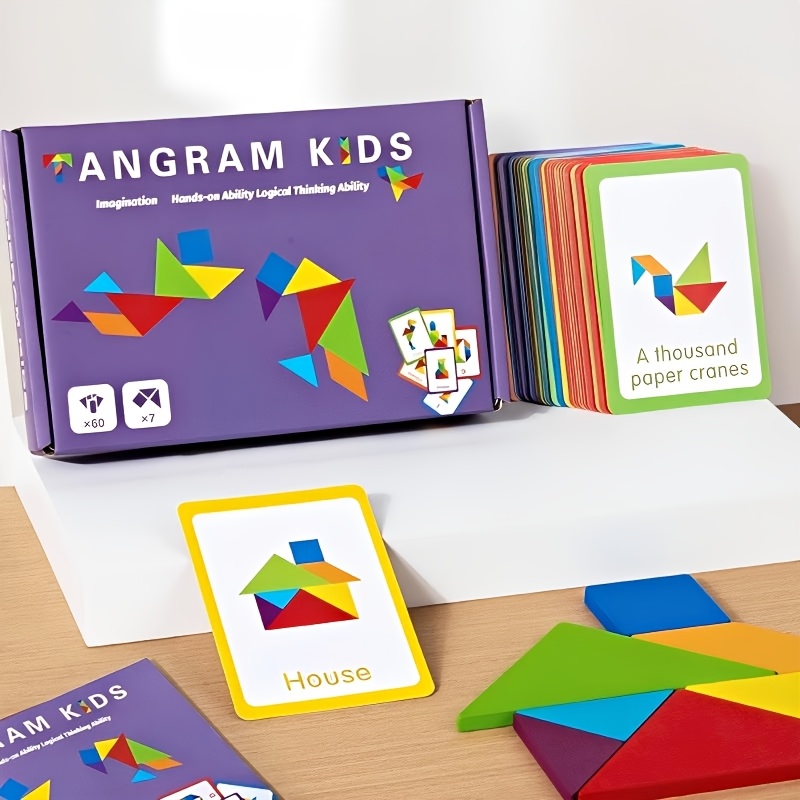Tangram Puzzle with 50 Double-Sided Cards