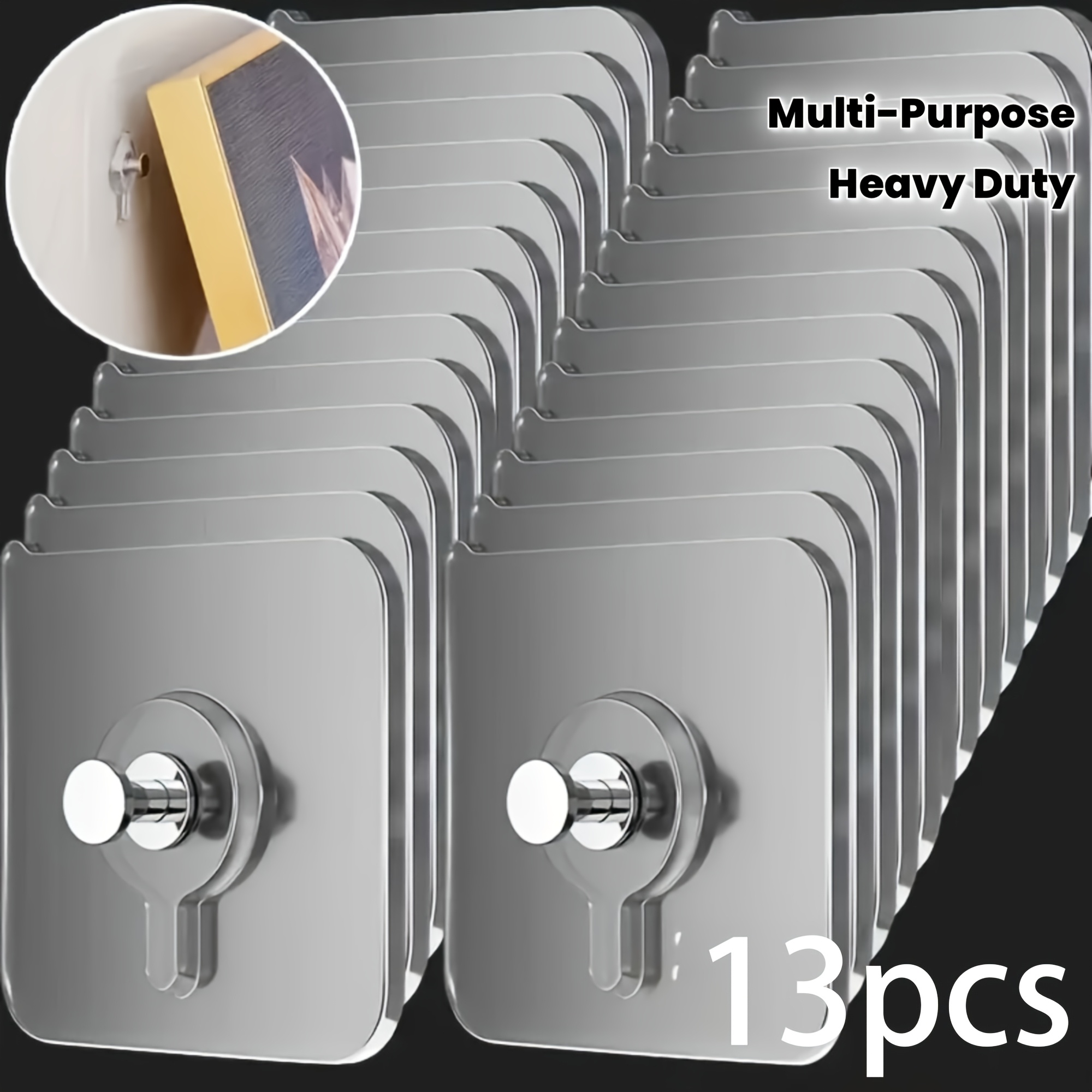 heavy duty self   wall hooks no nails or drilling required   load capacity of 5kg space saving storage hooks picture frame hooks with   pads   self   hooks for hanging items multi functional hooks