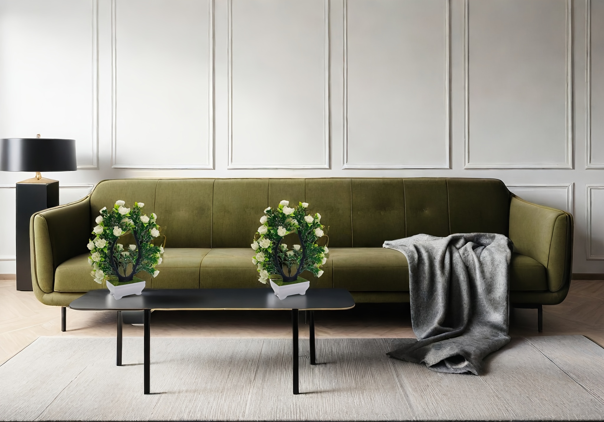 1 Artificial Flower Plant with Pot - White and Green Leaves, Fade-Resistant Plastic Fake Flowers, Non-Shedding Design for Living Room, Office, or Dining Table Decoration - Valentine's Day Gift, Home Decorative Greenery, Stem Design, Colorfast Petals, Elegant Foliage, Lifelike Landscape, Perfect Present