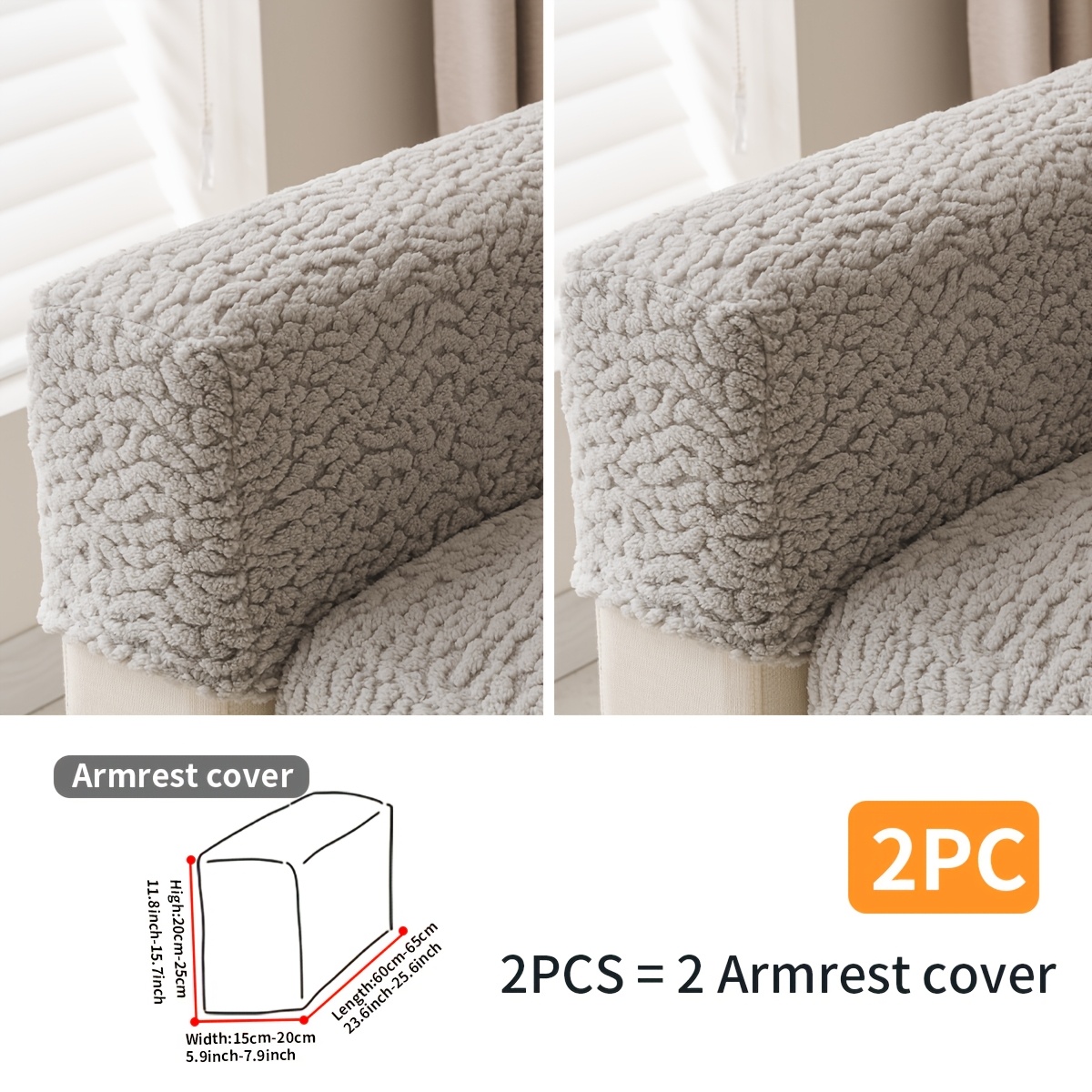 TEMU 2pcs/set Geometric Pattern Sofa Armrest Covers, Plush Material Washable And Durable, , Machine Washable, Sofa Home Decor