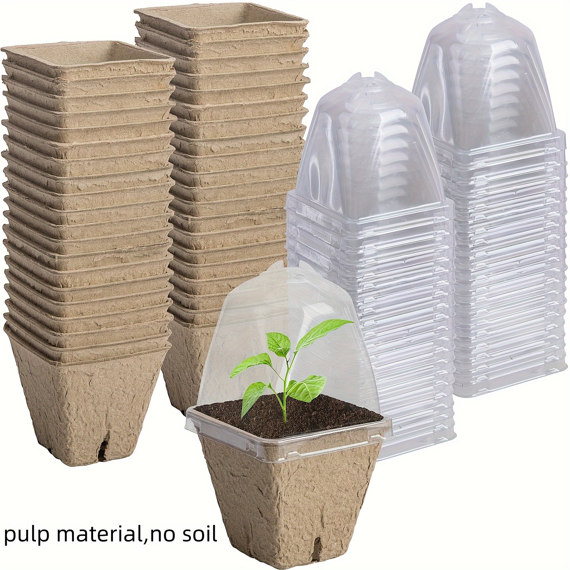 

40 Pcs Seeding Starter Pots For Planting- 3.1 Inch Square Biodegradable Nursery Pots With Humidity Dome- Peat Pots For Seedlings Garden Vegetable Flower Germination