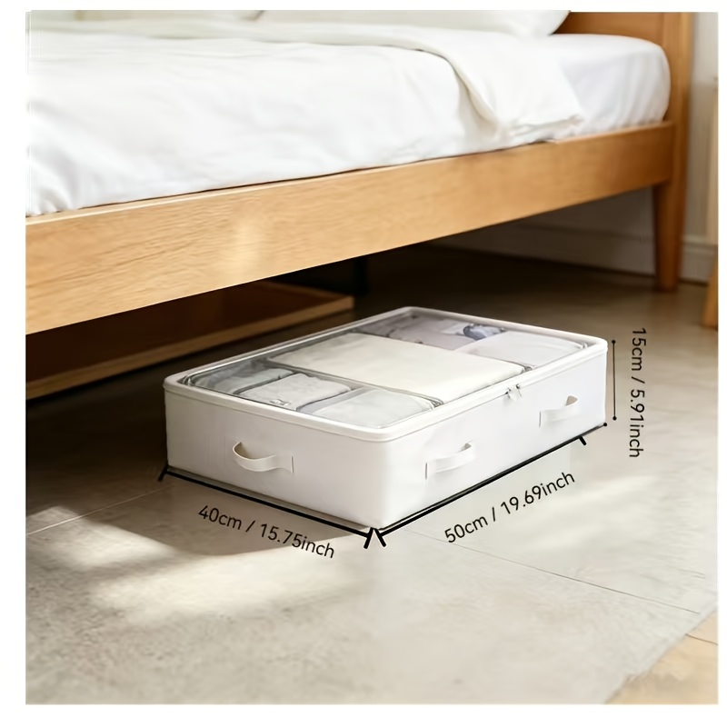 TEMU 1pc White Foldable Moving Storage Bag, Thickened New Material With Durable Handles. Suitable For Moving And Storage Of Quilts, Bed Sheets,