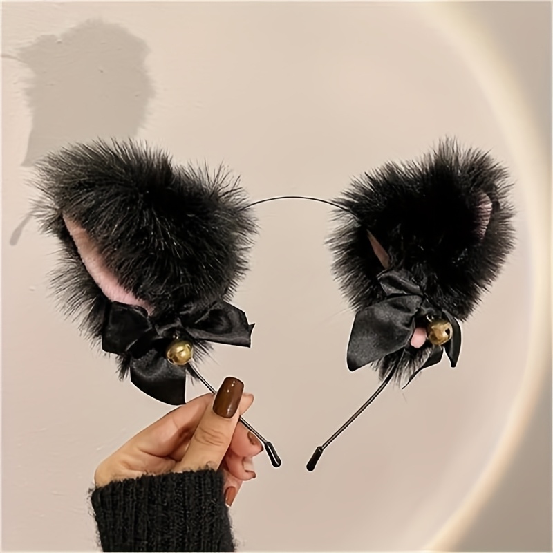 Cat Ear Bell Headband With Bow For