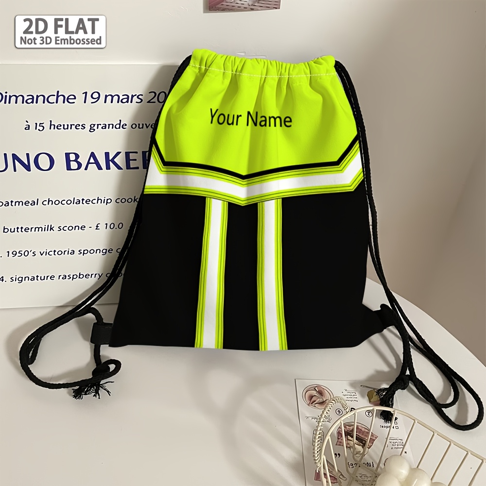 TEMU 2d Flat, Customizable, 1pc, Double-sided Drawstring Bag, Fire Drawstring Backpack For Hiking, Gym, And Travel, Durable Creative Patterned Women