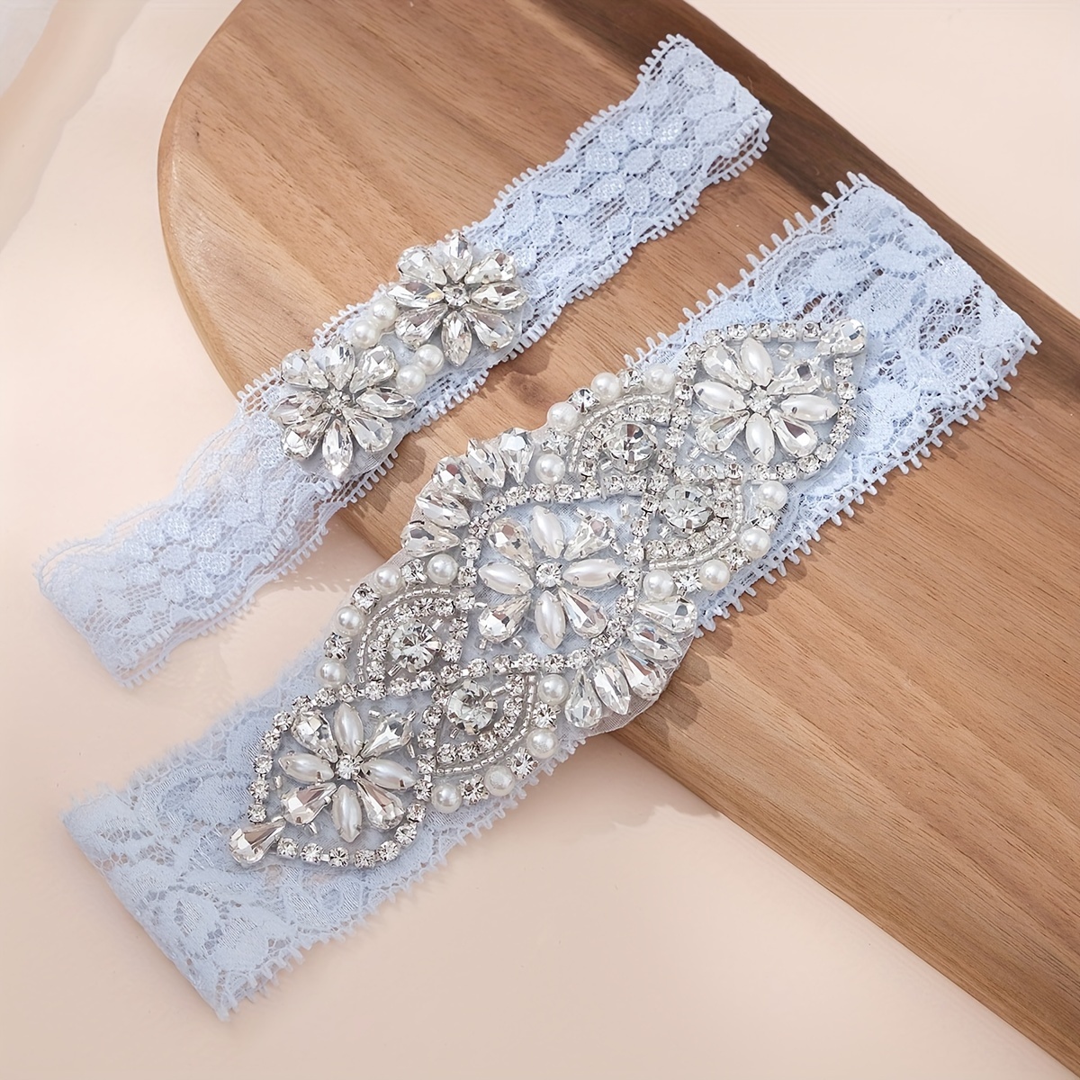 elegant pearl bridal garter set luxurious