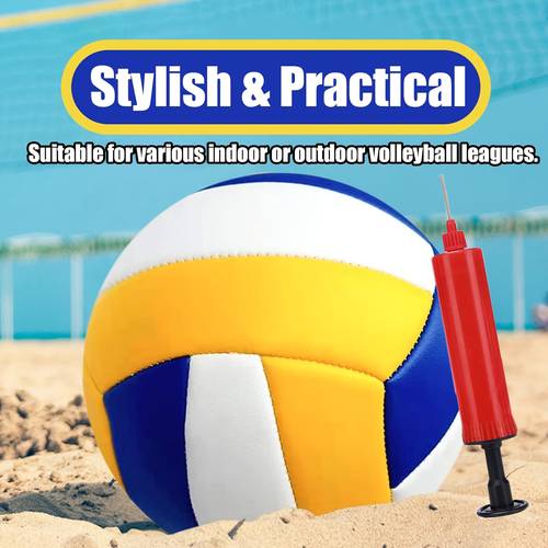 soft volleyball and inflatable set yellow blue and scheme standard size 5 suitable for indoor beach volleyball and home use beginners a great gift for sports enthusiasts
