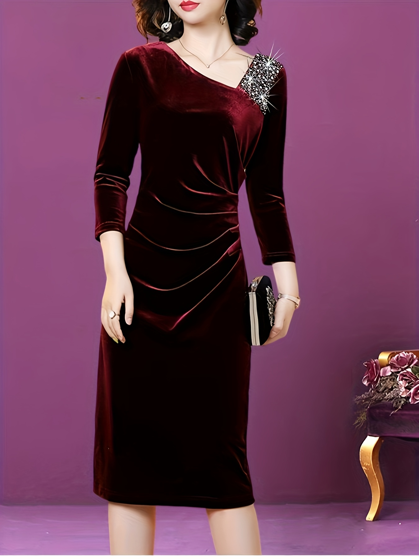 how to dress for cycling in the fall Pink Velvet Long Sleeve Maxi Dress