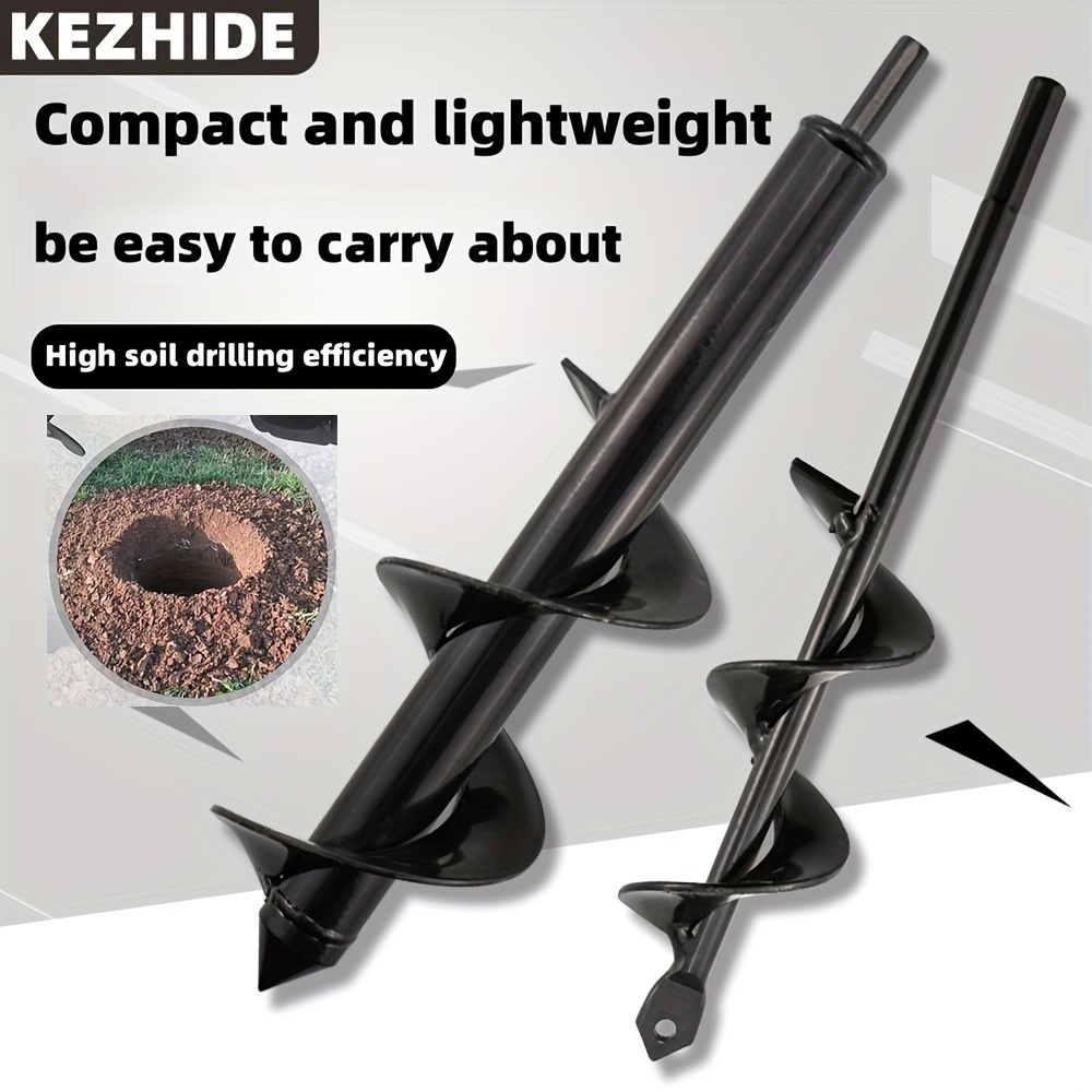 Auger Drill Bit Hex Shank Earth Auger for Soil Metal Single item Pack 3 8 Hex Drive No Electricity Hand Drill Accessory for Planting Gardening Soil Black