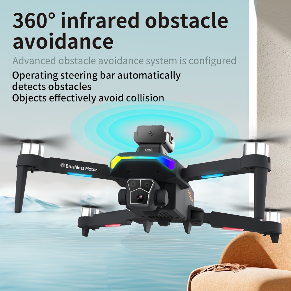 Drone F168 z podwójnymi kamerami, bezszczotkowymi silnikami, inteligentną ominięciem przeszkód 360°, pozycjonowaniem optycznego przepływu, stabilizacją zawisu, trybem bezgłowym, jednopunktowym startem/lądowaniem, składaną kontrolą zdalną, idealny prezent na urodziny dla początkujących i nastolatków
