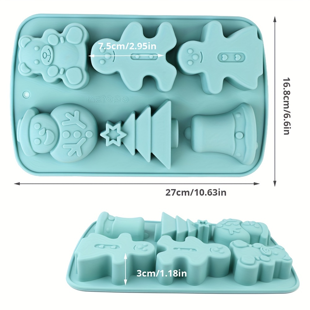 TEMU Christmas Silicone Cake Mold - Christmas Tree And Gingerbread For Man Baking Mold, Silicone Christmas Baking Tray With 6 Cavities And Multiple