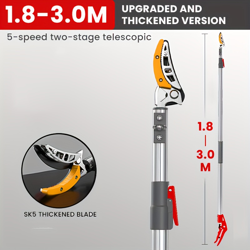 AIRAJ 1,8-3 Meter Telescopische Snoeischaar - Roestvrij Staal | Schokabsorberend Handvat