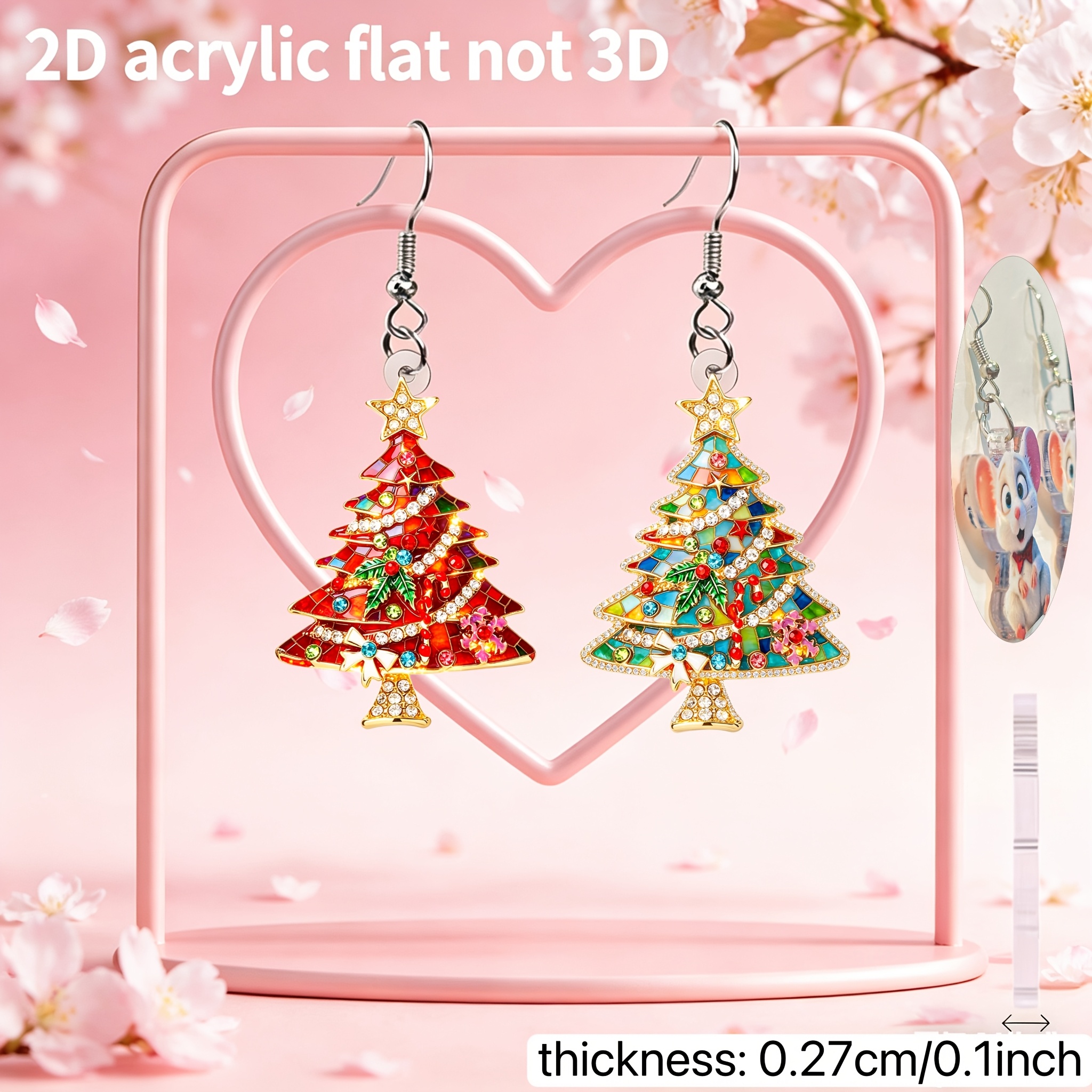 Christmas Tree Pattern Acrylic Earrings for Festive Wear