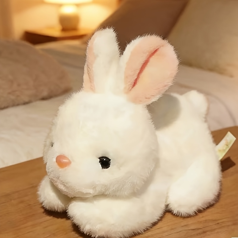 1pc Realistic And Cute White Rabbit Plush Toy Suitable For Easter, Christmas, Halloween Parties, Gifts, Decor, Stuffed Animal Rabbit Plush Toy For Boys And Girls