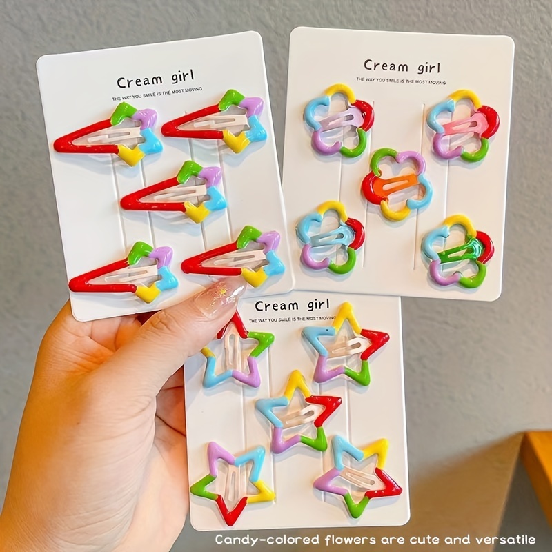 

Flower Hair Clips For - Cute And Candy-colored Barrettes For Girls, Iron Alloy,