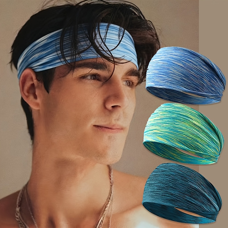 Image of 3pcs Fashion Elastic Sweat-wicking Sports Headband, Comfortable Headband Suitable For Outdoor Sports Yoga Running Fashion Hair Additions, Casual Unisex Headband
