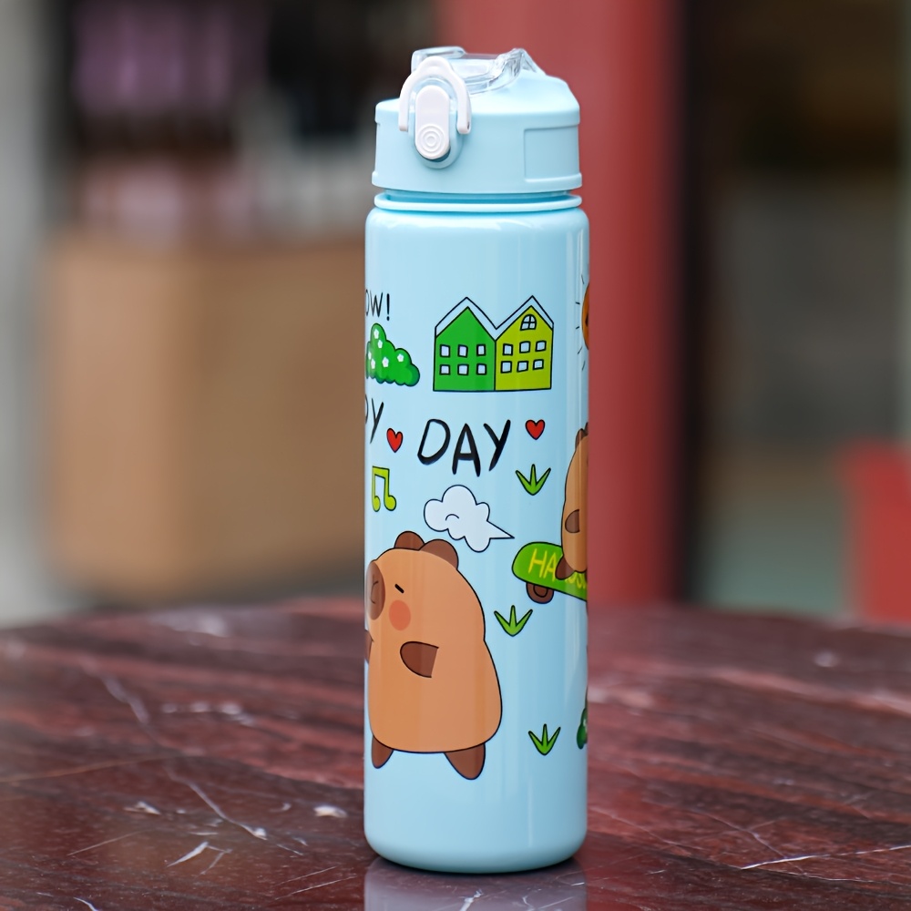Edelstahl-Trinkflasche Mit Strohhalm – Einhorn-Design, Isoliert, 600 Ml, Auslaufsicher