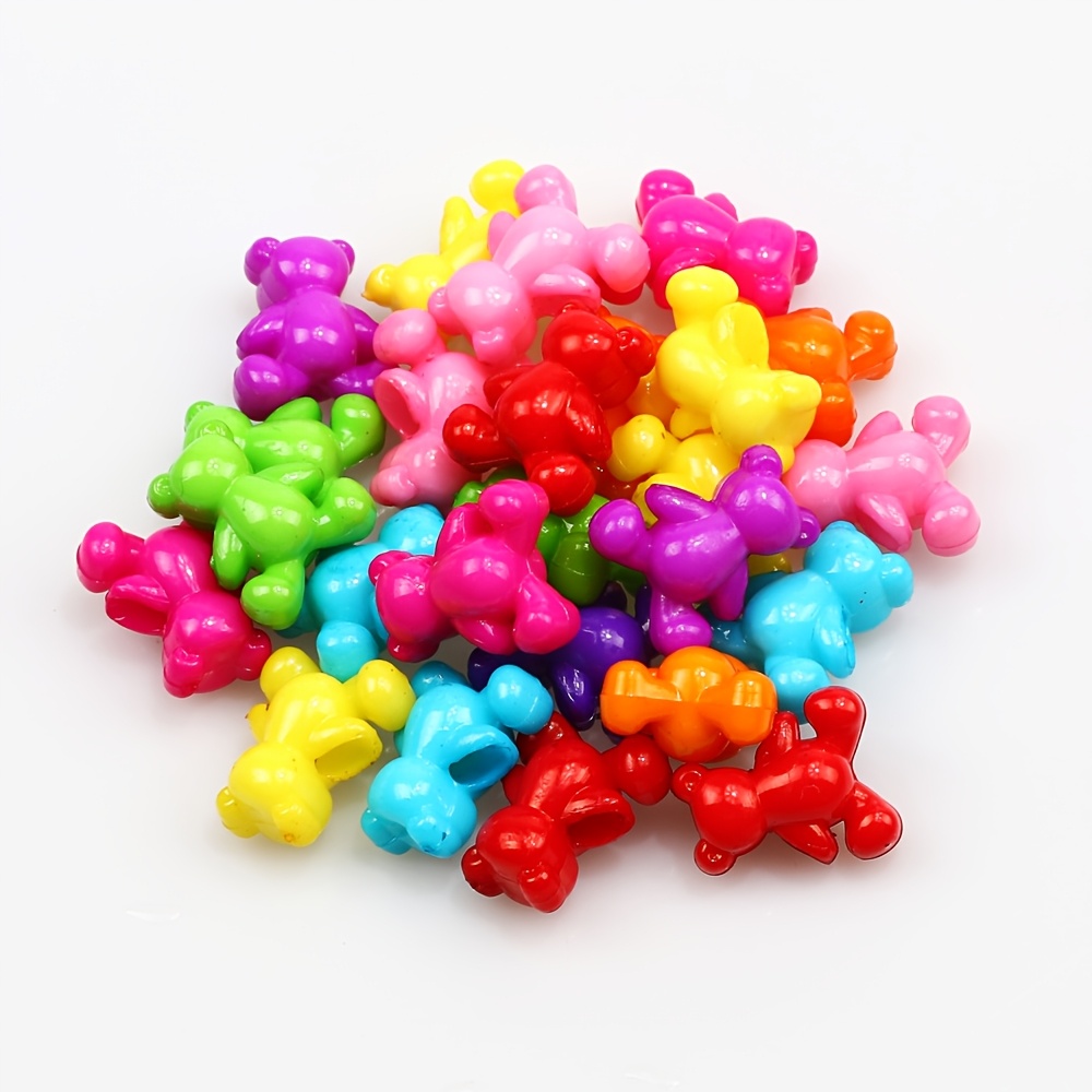 TEMU 100pcs 14x12mm Assorted Color Random Cartoon Bear Acrylic Beads For Making, Creative Handmade Crafts, Handmade Accessories, And Phone Charm