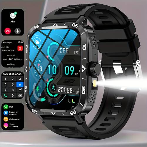 2024 new smartwatch ip67 led display gauge barometer 100 sports 300mah battery multimedia information viewing weatherometer pedometer fitness wireless 5 0 ios compatible with call answer for outdoor sports