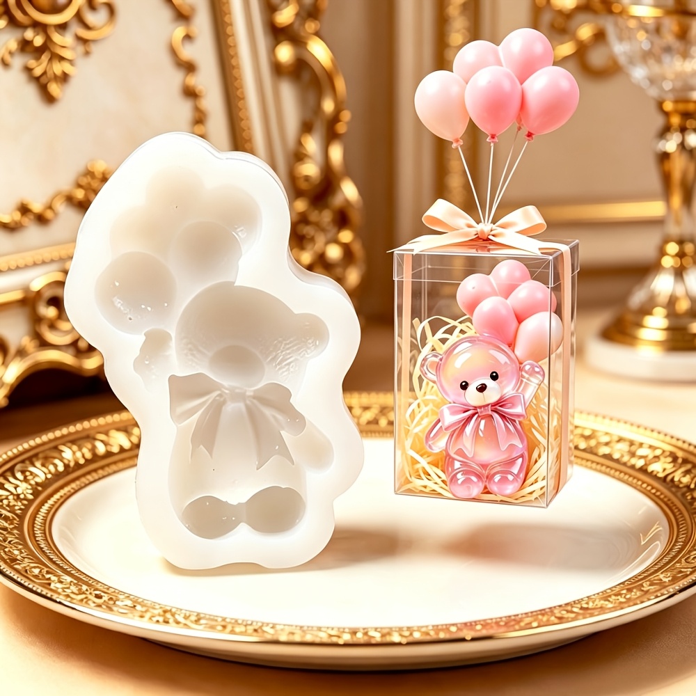 TEMU [candle Silicone Mold] 1pc Bear Heart Balloon Silicone Mold, Resin Casting Mold, Suitable For Clay, Gypsum, Resin Crafts, Jewelry Making, Candle