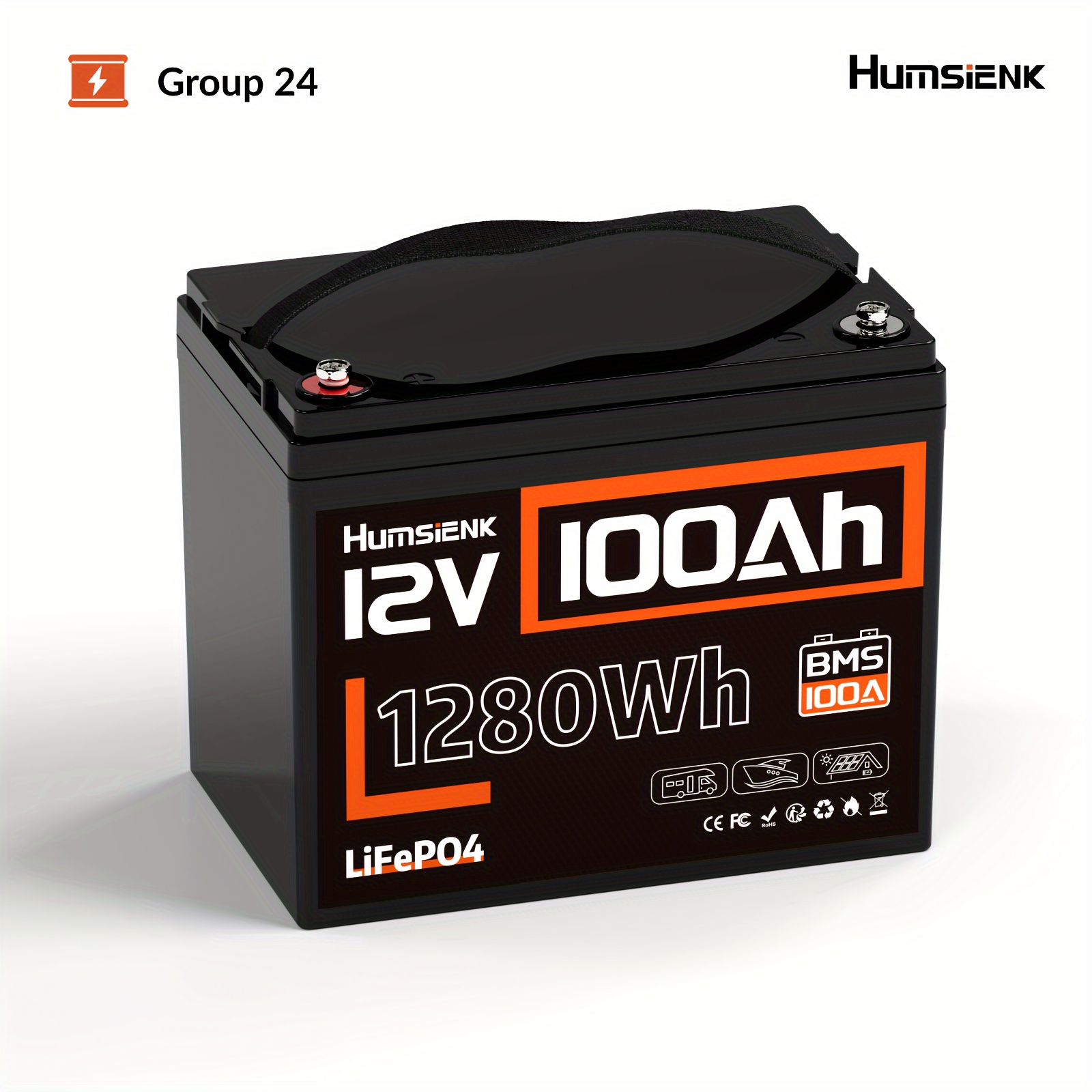 

Humsienk 12v 100ah Lifepo4 Battery - Low-temperature Shielding - Camping, Outdoor , A Gift