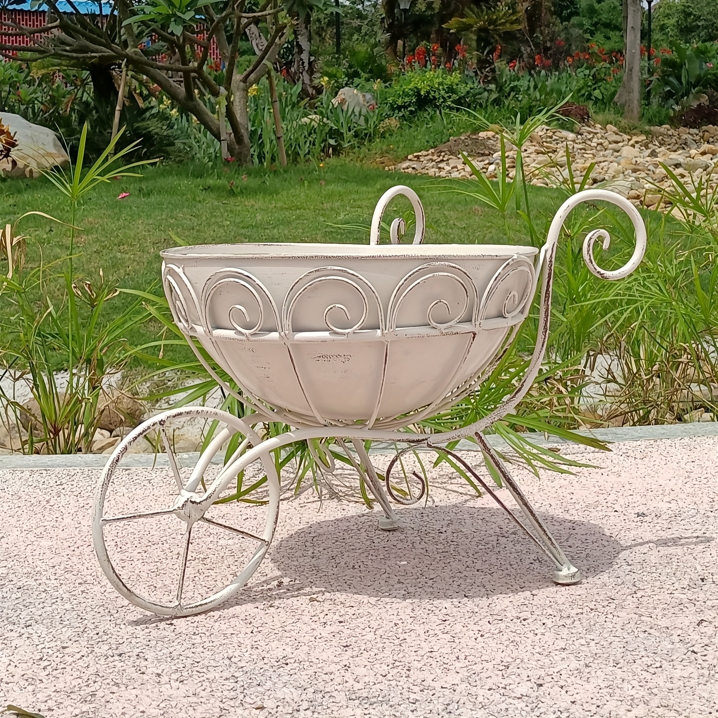 Image of Cart Flower Pot Bucket For Garden, Courtyard, Balcony, Outdoor And Indoor Decoration, Creative Flower Container, Retro Flower Holder, Garden Decor Item. Gardening Gift Home Decor