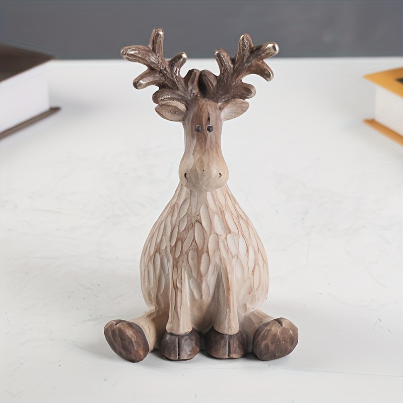 

1pc Woods Resin Elk Statue - Indoor & Outdoor Decor For Room Types, Ideal For Christmas, Halloween, Easter, Hanukkah, Thanksgiving - No Electricity Needed