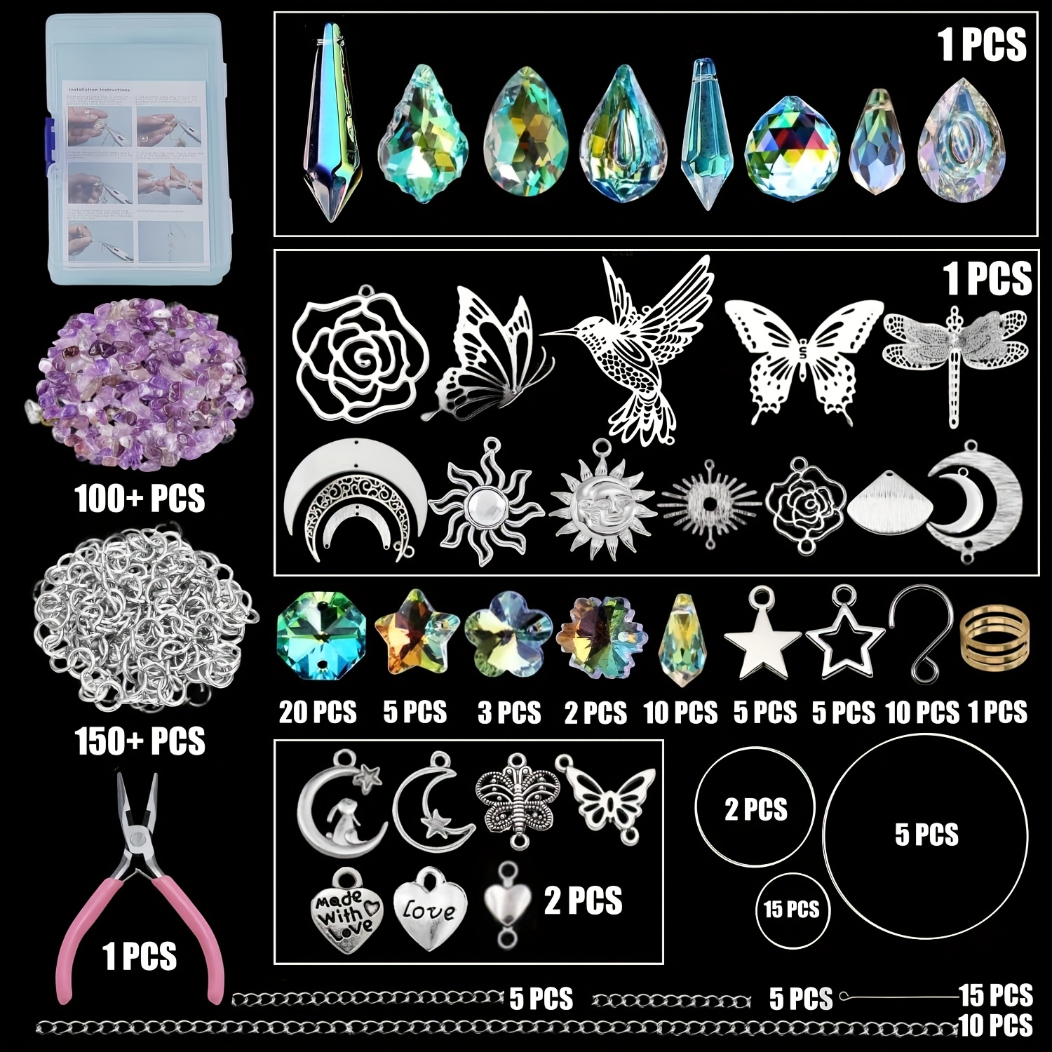 Image of 420pcs Sun Arts And Crafts For Adults Crystal Suncatcher Crafts Kit For Adults Suncatchers Diy Making Supplies For Indoor Window Hanging, Outdoor Garden Decor Wedding Christmas
