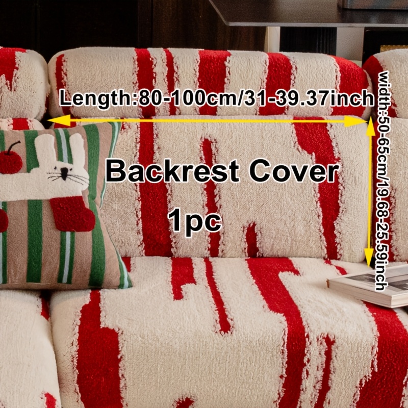 TEMU 1pc Thickened Universal Black White Zebra-patterned Shu Sofa Cover Plush Elastic Sofa Cover Anti-slip Cushion -inclusive Backrest Single Cover