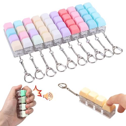 macaron colored mechanical keyboard fidget keychain a stress relief tool for focus and relaxation features a keyboard suitable as a car key accessory bag charm or keychain and a great gift for halloween christmas or birthdays