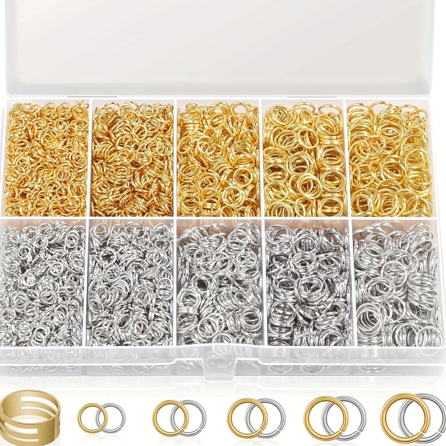 

4600pcs Silvery And Golden Jump Rings With Open/close Tool For Jewelry Making & Necklace Repair - Assorted Sizes, Metal