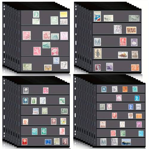 30pcs stamp album pages with 9 hole sleeves labeled sections suitable for standard binders multi row layouts with numbered lettered pages for organized stamp collection storage binder compatible for stamps for hobbyists collectors