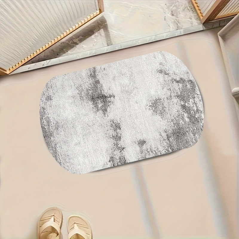 TEMU Abstract Gray And White Carpets, Oval Carpets, High-definition Printed Velvet Carpets With Double-locked Edges For Bedroom, Kitchen, Bathroom,