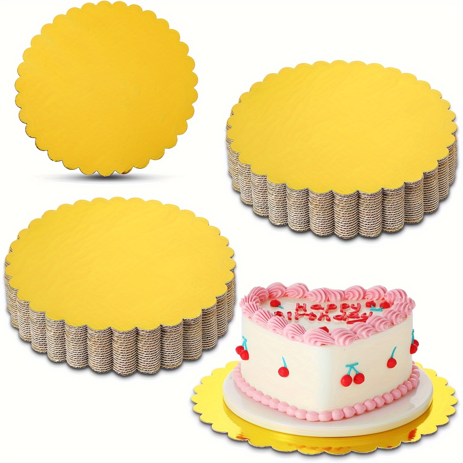 

30-pack Boards - Assorted Sizes 8", 10", 12" Scalloped Cardboard Cake Circles For Baking, Greaseproof Disposable Cake Base For Wedding, Birthday,