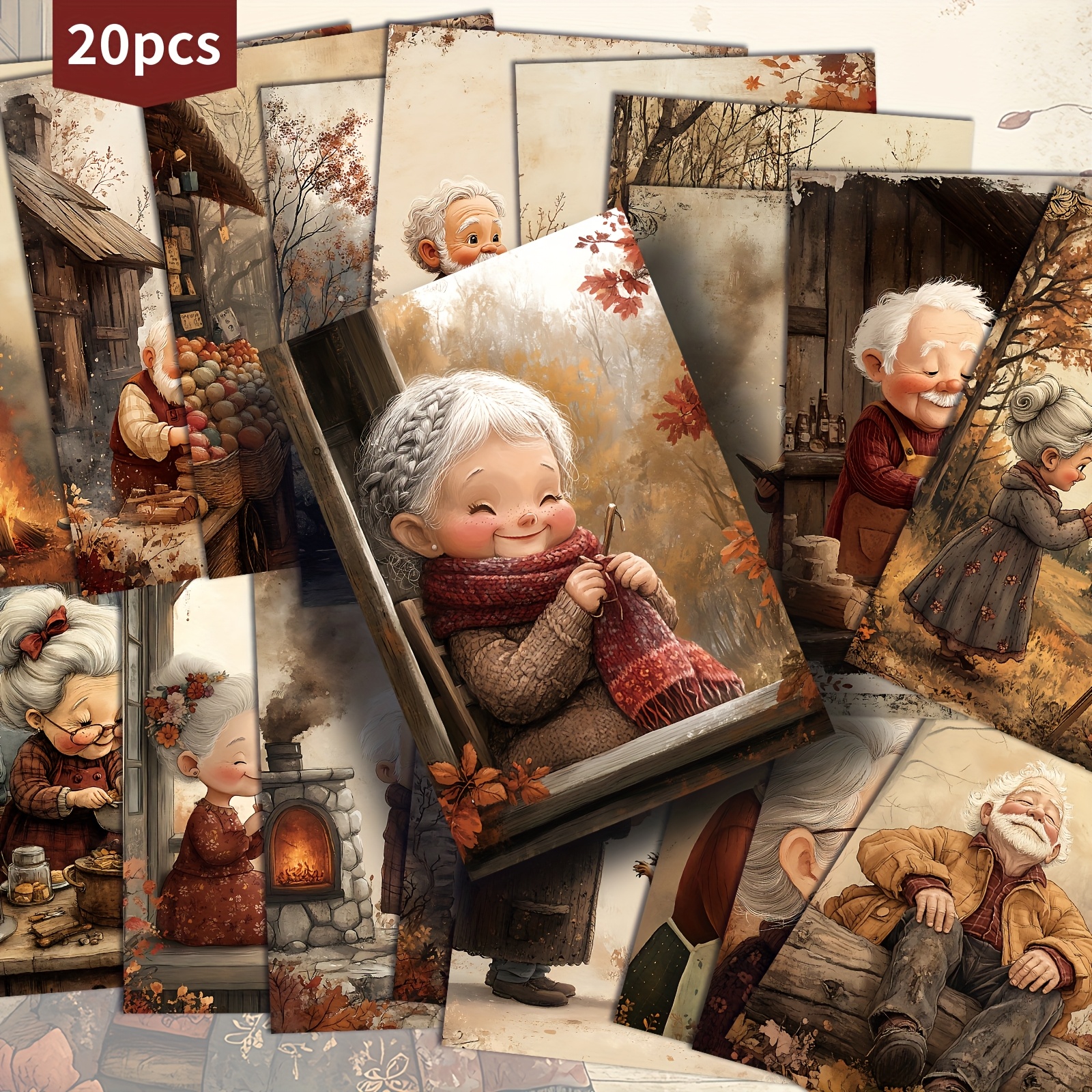 TEMU Set van 20 Retro Postkaarten met Thema Ouders - 4X6 Inches, Perfect voor Junk Journals, met Klassieke Kunst, Verzamelbare Decoratieve Kaarten