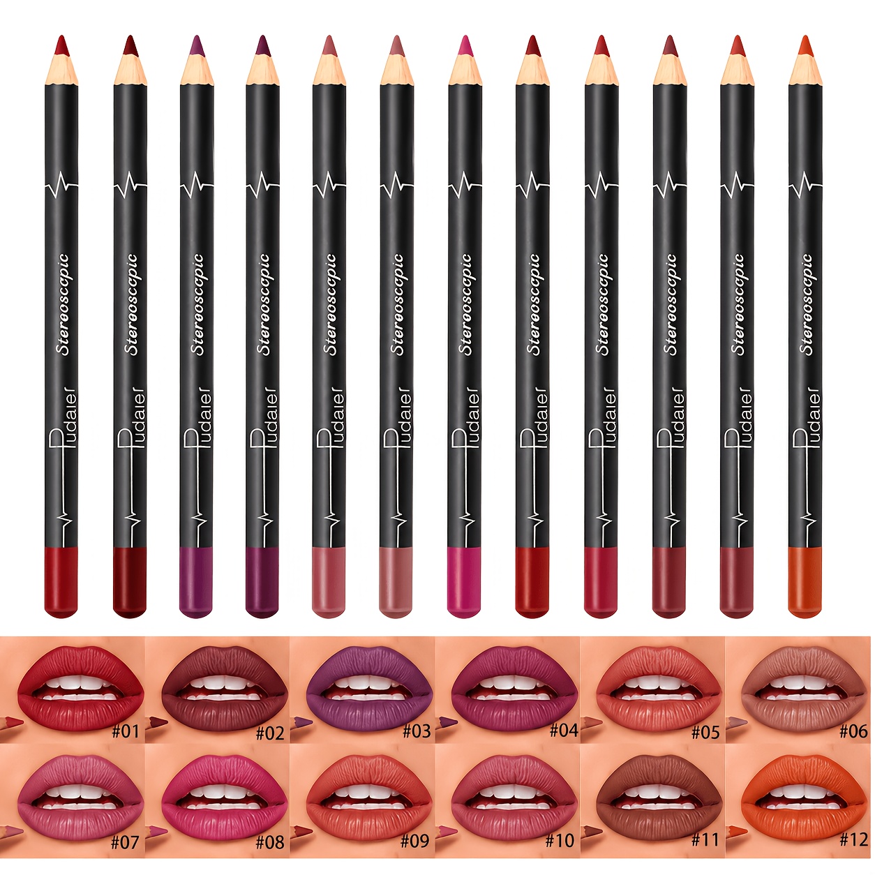 12pcs Matte Lip Liner Set - Waterproof, Long-lasting, , High- Pencils For Outlining & Full Lip Color, Ideal For Daily, Work, Or Party Makeup
