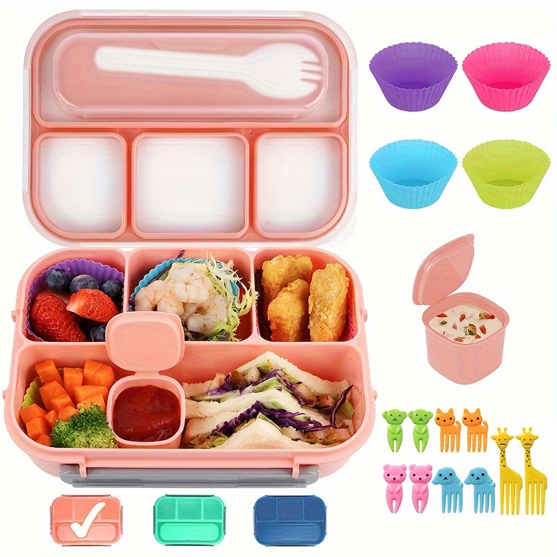 

1pc 4-compartment Box Set Tableware, Includes 4 Dividers And 10pcs Picks For School, ,