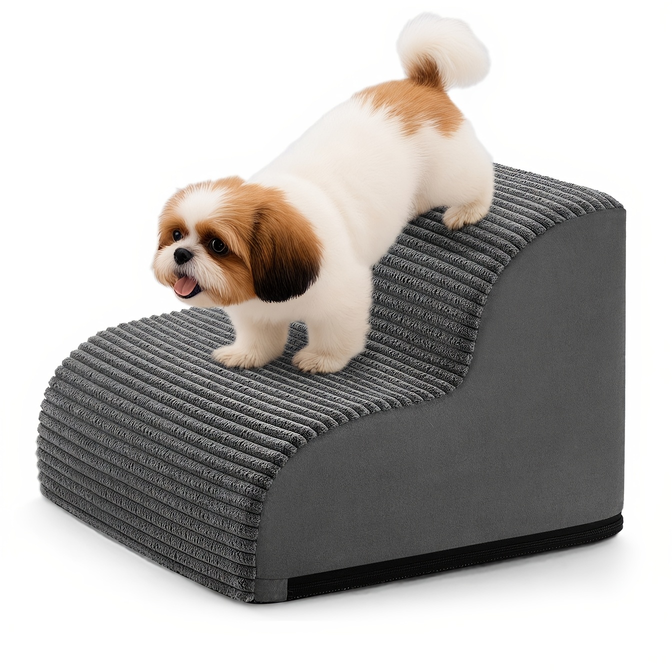 TEMU Hundetreppe, 2 Stufen, Haustiertreppe, für kleine Hunde, Bett, Sofa, Katzenleiter, rutschfest, sanfte Neigung, abnehmbarer waschbarer Bezug