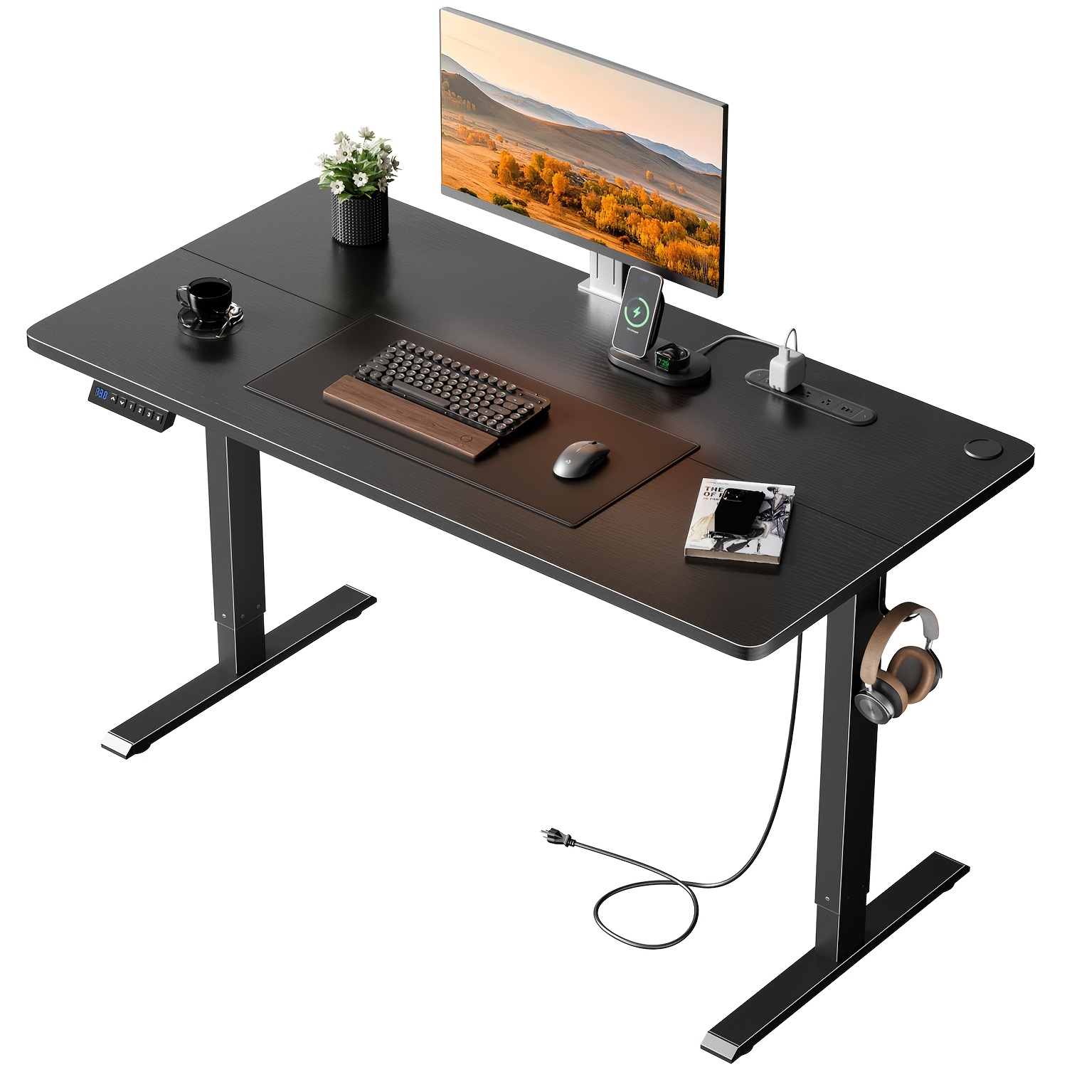 adjustable standing desk with desktop socket and usb port ergonomic electric sit stand computer desk height adjustable office study bedroom   Product details 10
