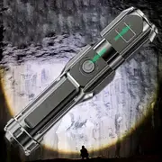 1pc led flashlight usb rechargeable with 18650 lithium battery plastic lamp shade portable for hiking camping outdoor emergency 800mah capacity details 3